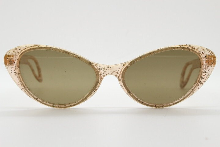 Occhiali Da Sole Donna Vintage Occhio Di Gatto – Montatura Trasparente Marrone Con Strass E Lenti Brown