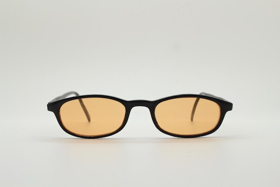 90s vintage rectangular acetate sunglasses. Black… - image 1