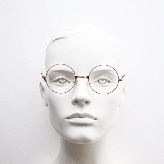 90s vintage round rose gold glasses frames. Clear… - image 7