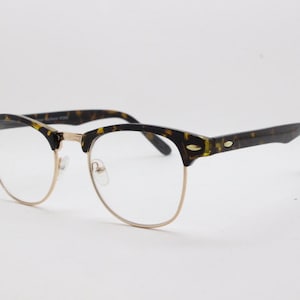 90s vintage half frame glasses. Tortoise and gold all time classic 40s style browline eyeglasses with clear lenses. NOS spectacles image 3