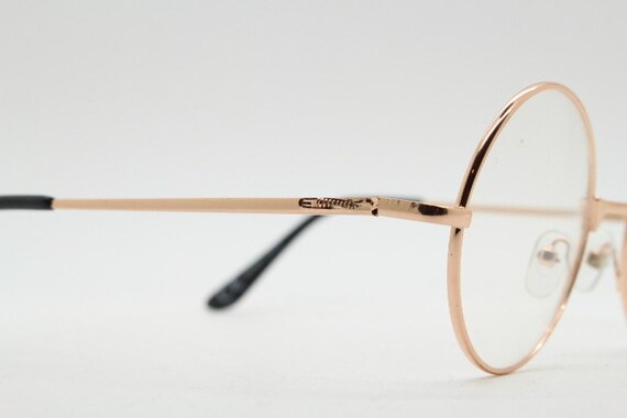 90s vintage round rose gold glasses frames. Clear… - image 6