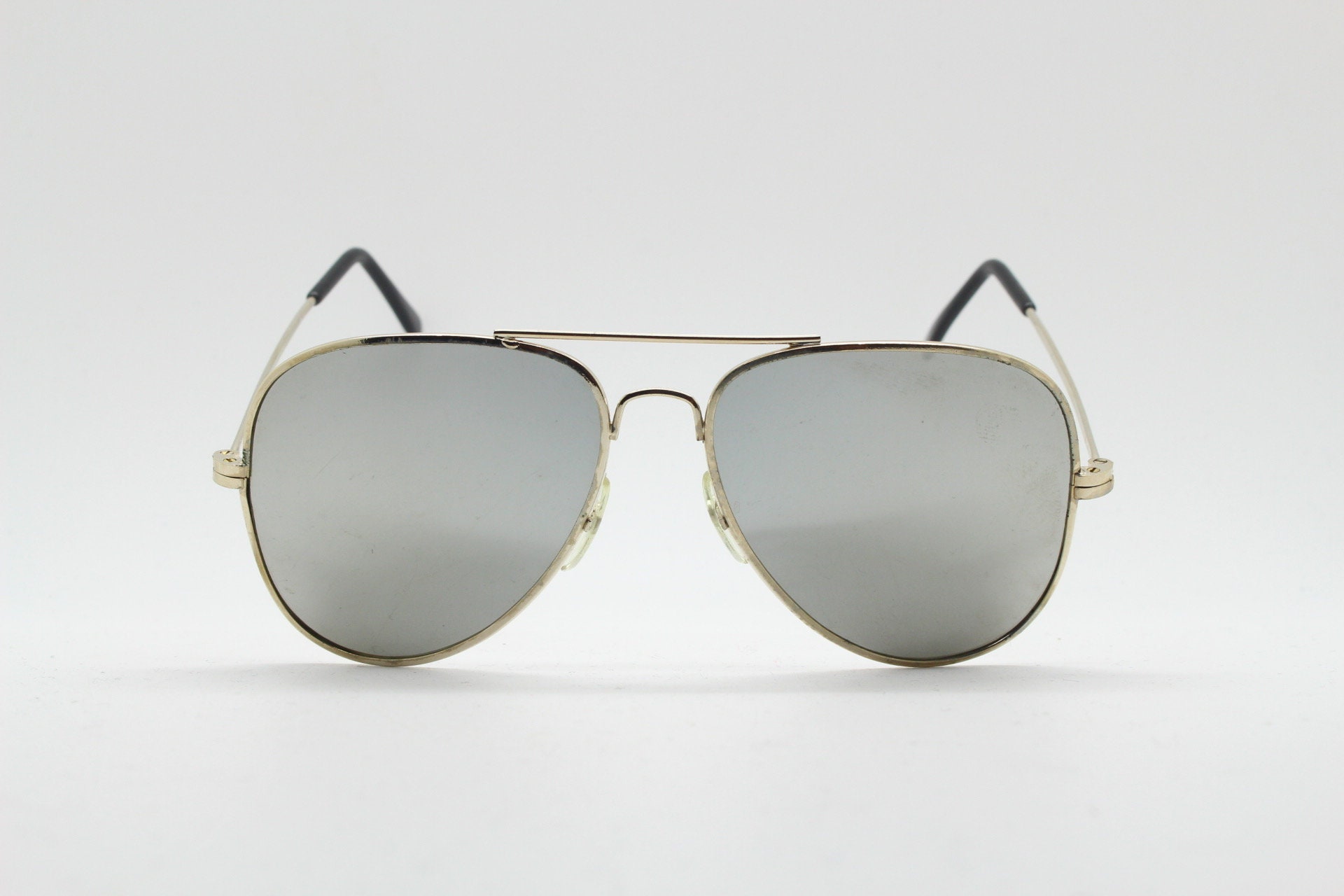 70s Vintage Mirror Aviator Sunglasses. Gold Metal Teardrop Frame With Real Glass  Silver Mirror Lenses. Mens Pilot Aviators. Unused 1970s NOS 