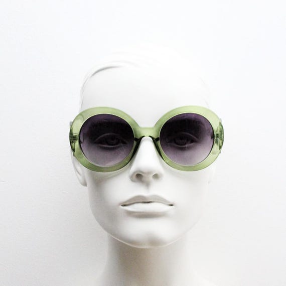 Y2K Vintage Oversized Round Women's Transparent Brown