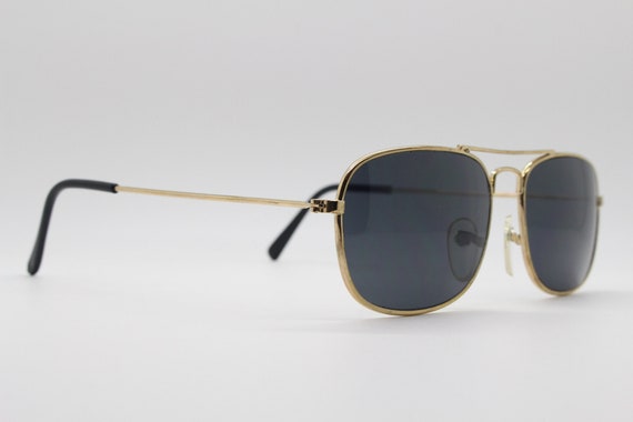 90s square aviator sunglasses. Slim gold metal fr… - image 6