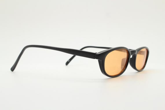 90s vintage rectangular acetate sunglasses. Black… - image 6