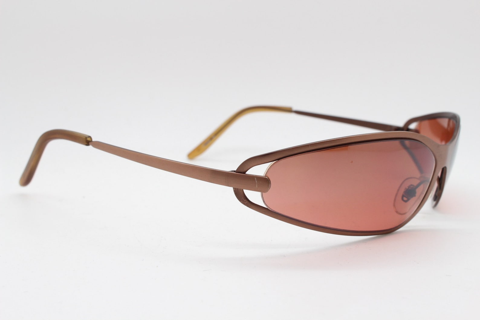 Y2k vintage shield sunglasses. Metallic bronze brown almond | Etsy