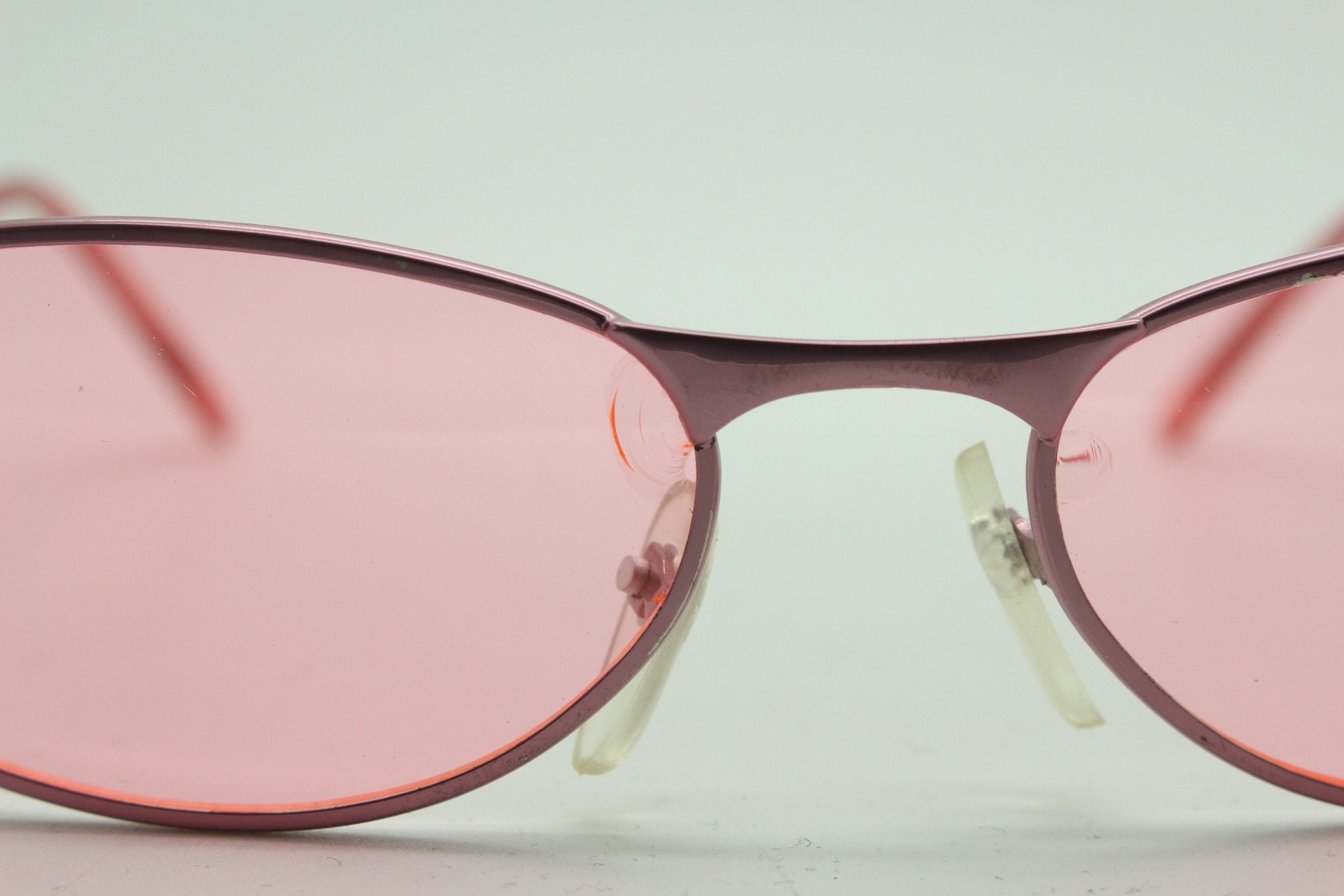 Y2K Vintage Oval Cat Eye Sunglasses. Pink Metal Frame With - Etsy UK