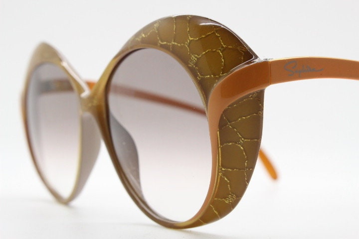 Saphira Womens Vintage 70s Oversized Round Sunglasses Made in Germany From Optyl. Spectacular Yellow Acetate Frame With Golden Glitter. NOS Etsy Canada