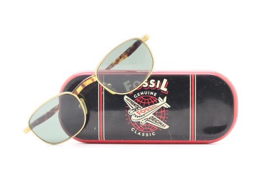Fossil 90s vintage rectangular sunglasses. Gold s… - image 1