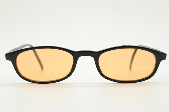 90s vintage rectangular acetate sunglasses. Black… - image 2