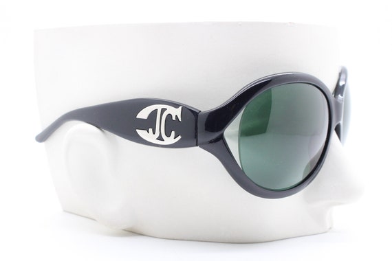 Just Cavalli Y2K Black and White Logo Oversized Sunglasses Just Cavalli Vintage Y2K Black Sunglasses. Big Round Bug Eye  main image 2