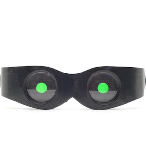 50s vintage BINO SCOPE magnifying glasses. Authentic all black matt original novelty goggles with green or clear lenses. Rave. Steampunk