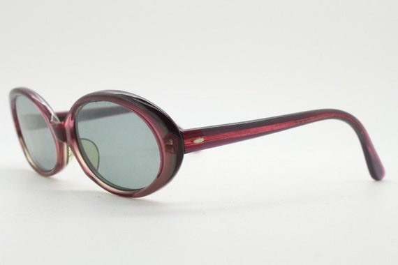 60s vintage oval acetate sunglasses. Deep plum wo… - image 4