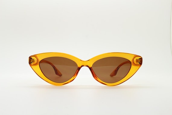 90s Vintage Oval Cat Eye Sunglasses. Transparent Amber 50s  display picture 1