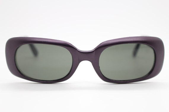 90s vintage rectangular sunglasses. Deep purple s… - image 2