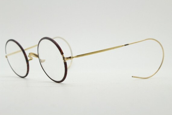 Round 20s, 30s vintage eye glasses. Tortoise lens… - image 6