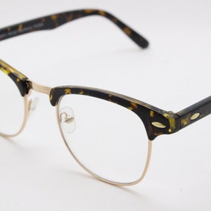 90s vintage half frame glasses. Tortoise and gold all time classic 40s style browline eyeglasses with clear lenses. NOS spectacles image 4