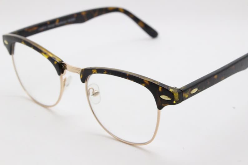 90s vintage half frame glasses. Tortoise and gold all time classic 40s style browline eyeglasses with clear lenses. NOS spectacles image 4