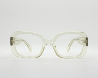 90s vintage oversized square eye glasses. Large transparent uber fashion chunky optical frame. Prescription eyeglasses. RX Spectacles. NOS
