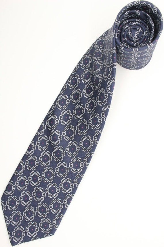 Gucci all silk neck tie made in Italy. Blue grey … - image 6
