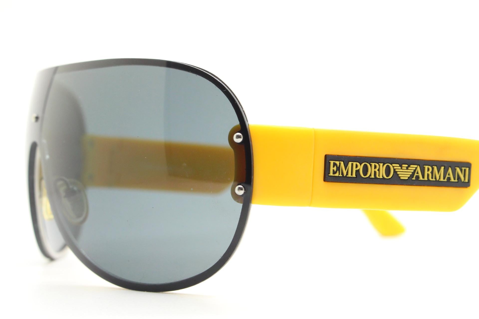 Emporio Armani Y2K Shield Aviator Sunglasses Made in Italy. Curved