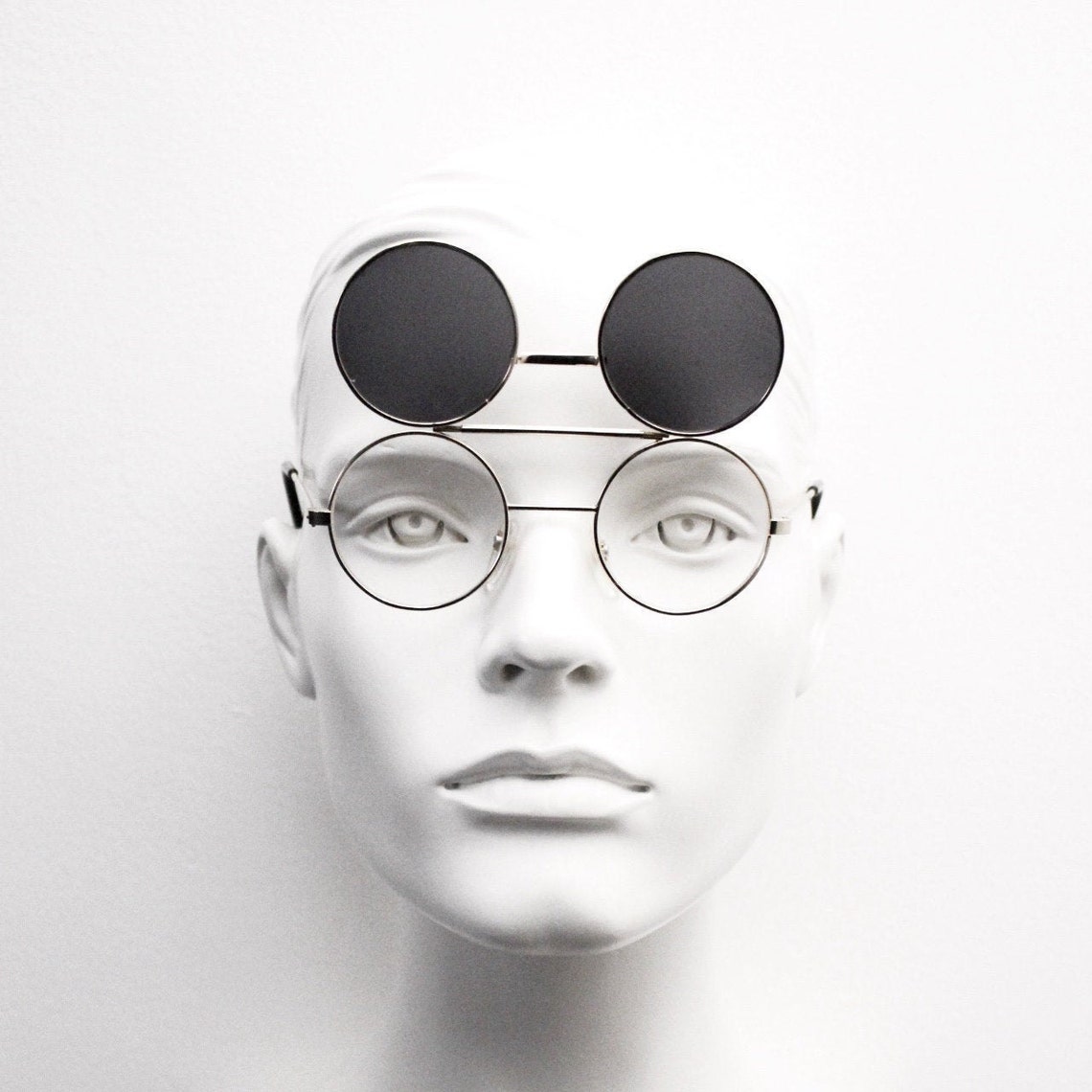 90s Round Gold Kids Flip up Sunglasses. Clear Lens Gold Metal Etsy UK