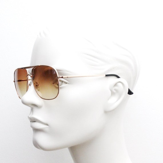 Y2K Vintage Brown Square Aviator Sunglasses. Rose Gold  display picture 2