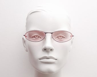 Gafas de sol ovaladas Y2K Vintage ojo de gato. Marco de metal rosa con lentes a juego. BNWT. Ojo de gato de los 90. Década de 2000. NOS no utilizado