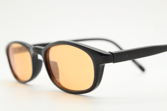 90s vintage rectangular acetate sunglasses. Black… - image 3