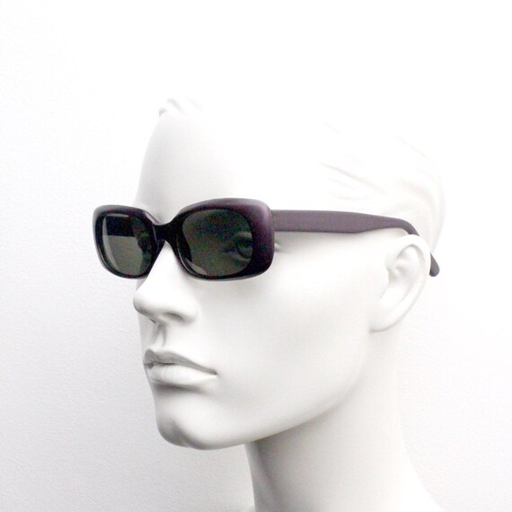 90s vintage rectangular sunglasses. Deep purple s… - image 3