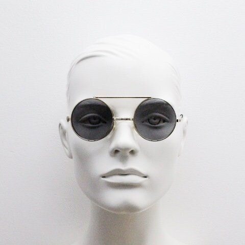 80s Vintage Round Flip up Sunglasses. Metal Frame Industrial 80s Vintage Round Flip up Sunglasses. Metal Frame Industrial