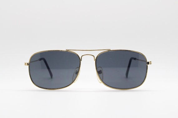 90s square aviator sunglasses. Slim gold metal fr… - image 2