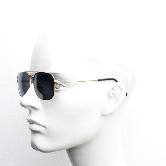 90s square aviator sunglasses. Slim gold metal fr… - image 8