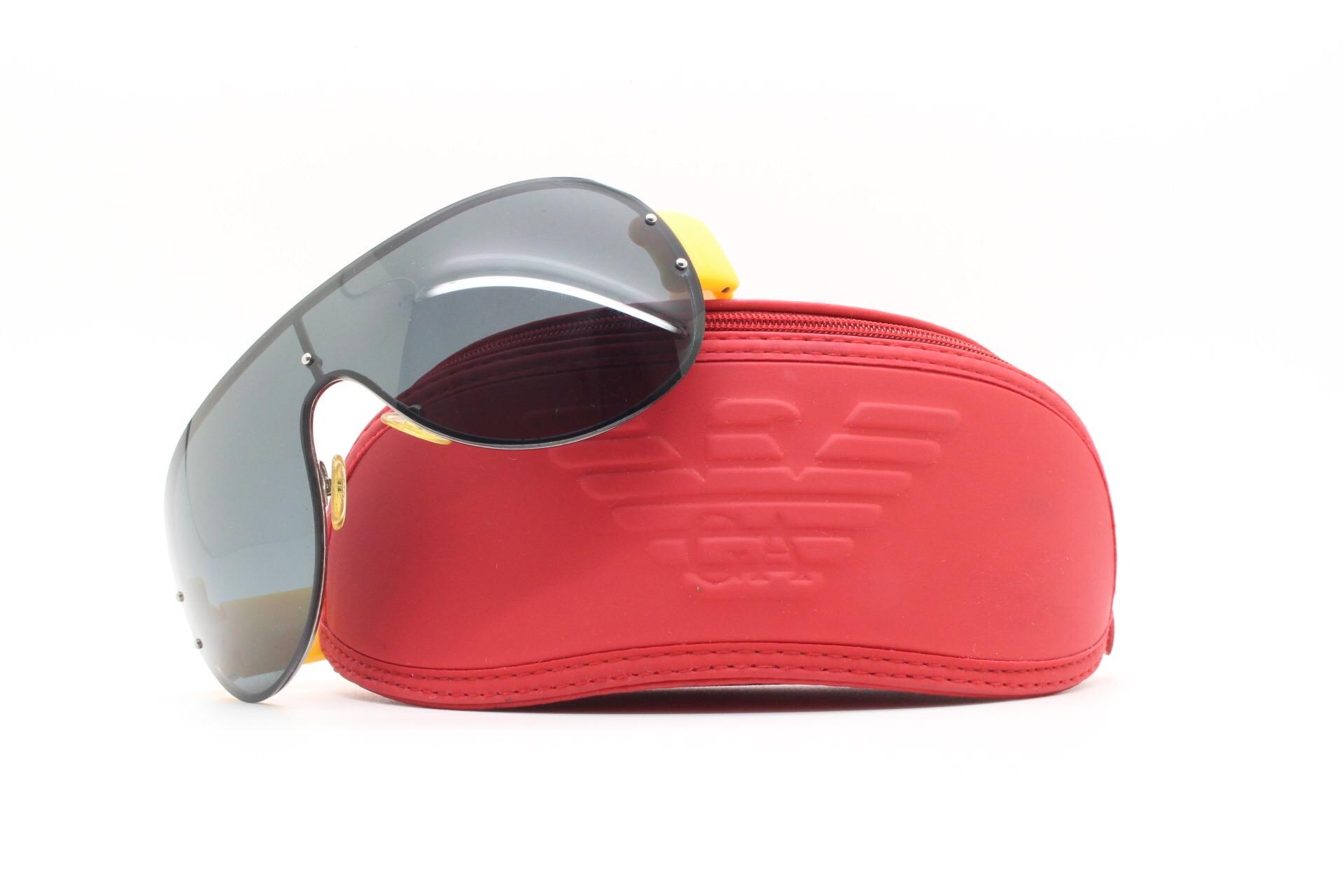 小物 00s EMPORIO ARMANI sunglasses Emporio Armani Y2K Shield Aviator Sunglasses Made in Italy. Curved
