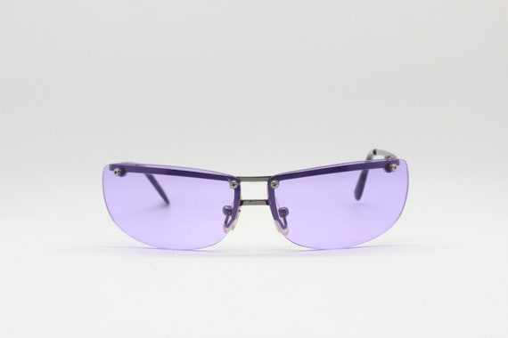 Kid's vintage Y2K shield sunglasses. Frameless dy… - image 1