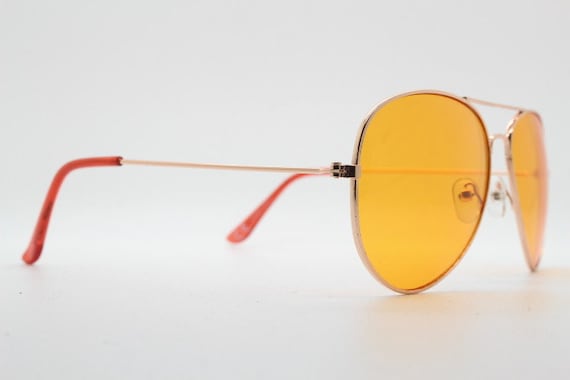 Y2K Vintage Aviator Sunglasses. Blazing Orange Lenses in Slim