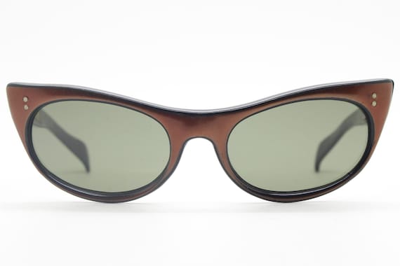 Vintage 1950s Samco Cats Eye Sunglasses Rhinestones Green Lenses Made In Italy Samco Sunglasses | eBay main image 2