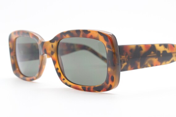 90s vintage rectangular sunglasses. Sharp edged 6… - image 1