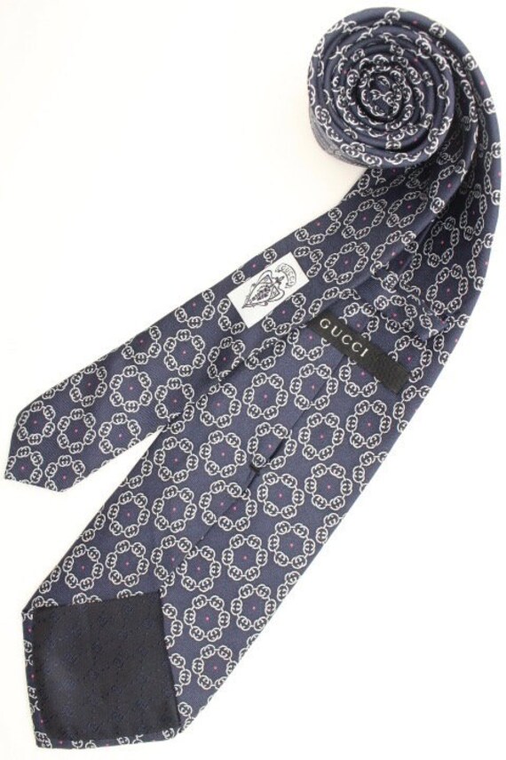 Gucci all silk neck tie made in Italy. Blue grey … - image 7
