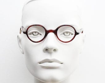 Vintage 20s slim round acetate glasses. Hand made tortoise optical frames. Prescription eyeglasses. 30s, 40s RX antique spectacles