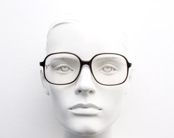 Massimo Morwen 80s vintage square glasses made in Italy. Dark brown acetate optical frames. Prescription eyeglasses. 70s NOS RX Spectacles
