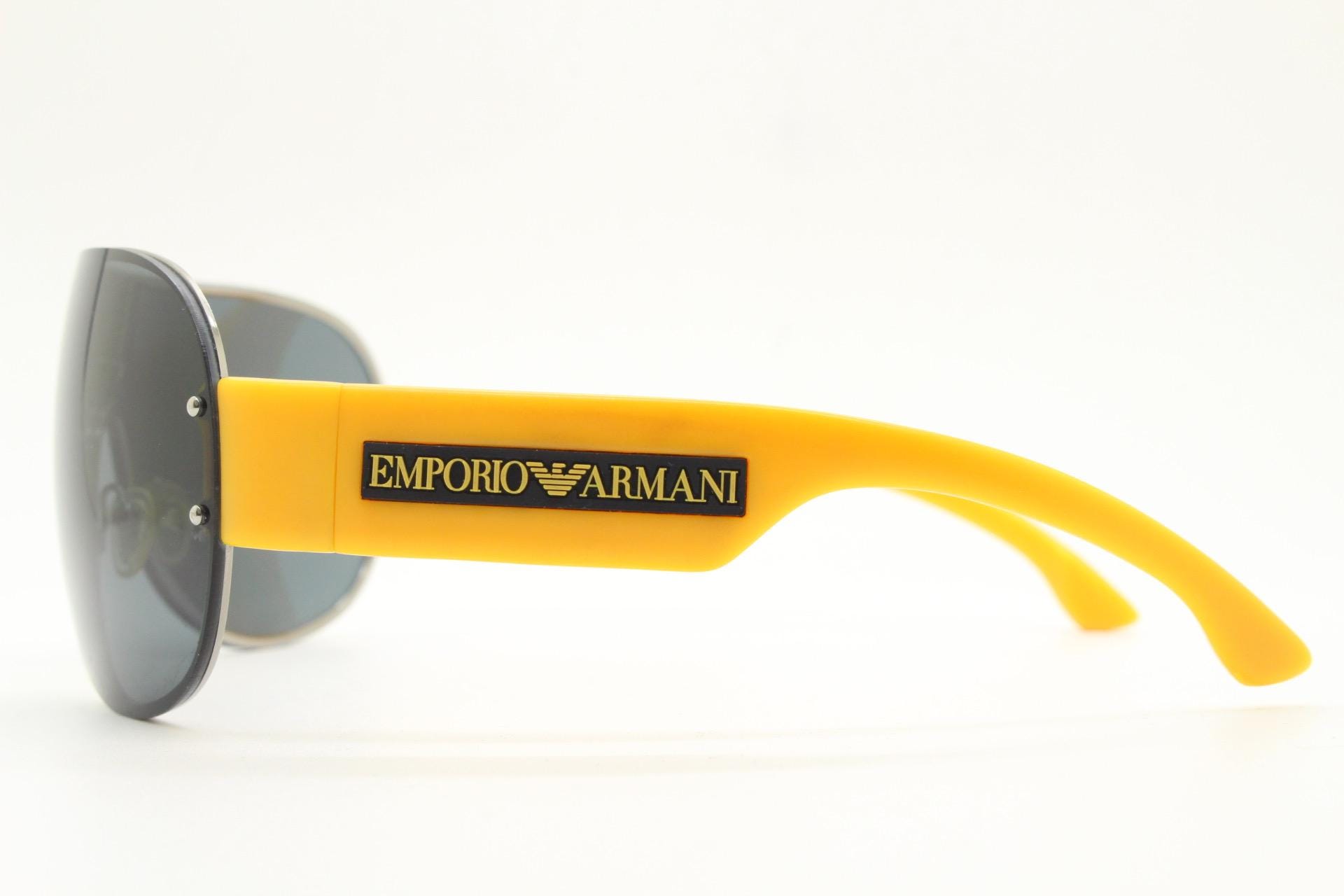 Emporio Armani Y2K Shield Aviator Sunglasses Made in Italy. Curved
