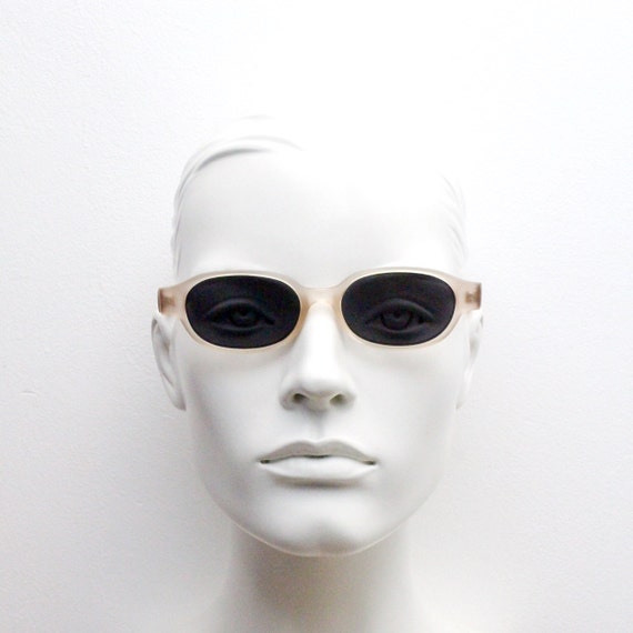 90s vintage 2 tone sunglasses. Frosted amber cat … - image 2