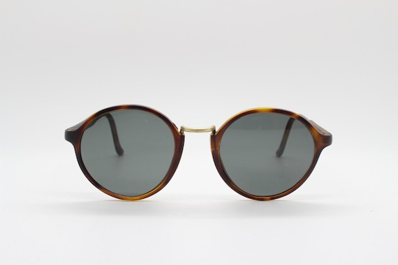 90s vintage round sunglasses made in Italy. Dark … - image 1