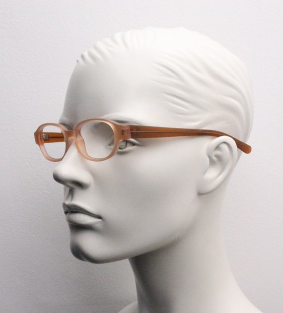 90s vintage 2 tone glasses. Frosted peach cat eye… - image 6