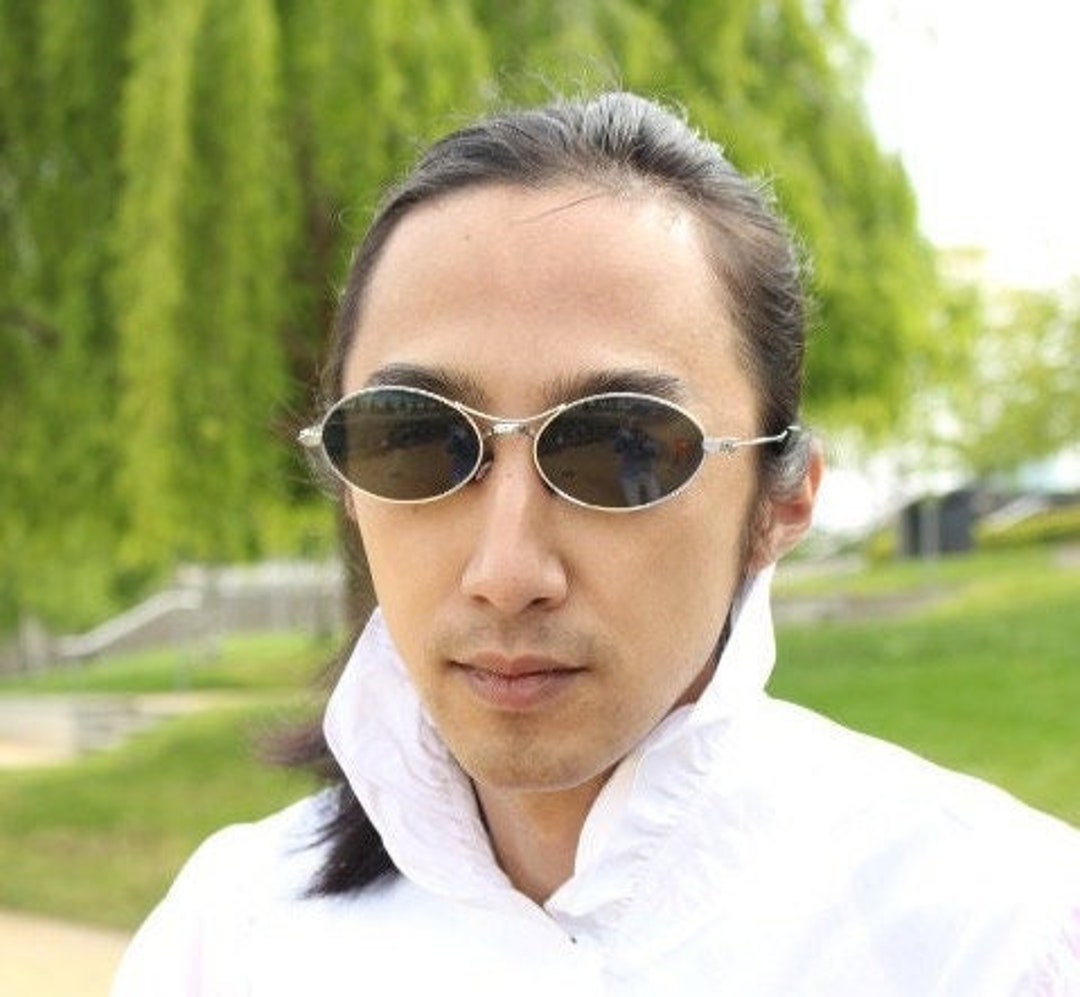 90's Vintage Metal Oval Bug Eye Sunglasses. Solid Steel