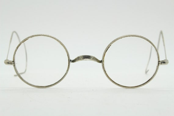 Victorian vintage antique silver eye glasses. Sma… - image 5