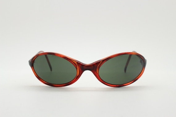 90s Vintage Oval Shield Sunglasses. Tortoise Mini Bug Eye  display picture 1