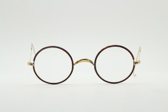 Round 20s, 30s vintage eye glasses. Tortoise lens… - image 3