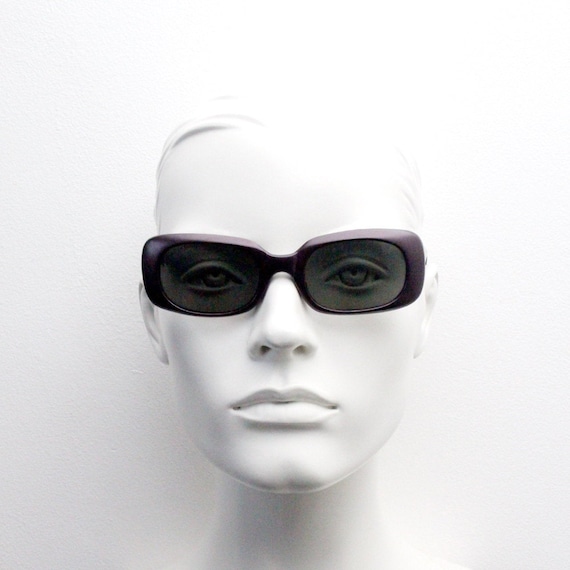 90s vintage rectangular sunglasses. Deep purple s… - image 1